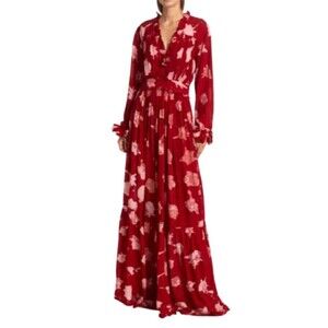 NWT Busayo Ina Ruffled V-Neck Maxi Dress Size XS Event Attire